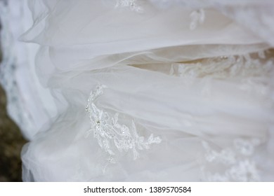 White Wedding Gown Close Up.