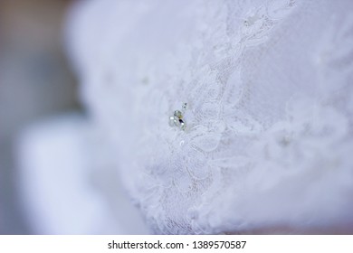 White Wedding Gown Close Up.