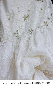 White Wedding Gown Close Up.