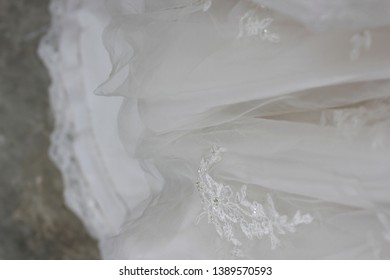 White Wedding Gown Close Up.