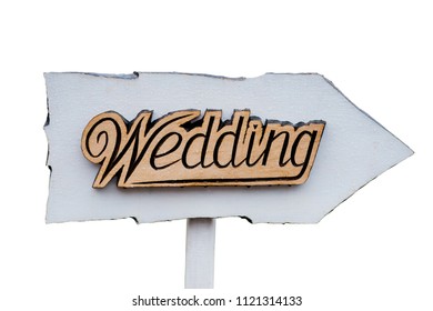 The white wedding pointer on a white background