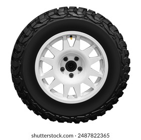 White wheel on off road tire isolated on white background with clipping path - Powered by Shutterstock