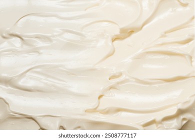 White whipped cream texture. Top view. 