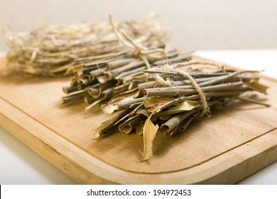 White Willow Bark Medical Herb Isolated On White Background, Used In Herbal Medicine. Salix Alba 