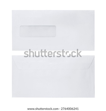 White window envelope mockup isolated on white background. 