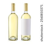 white wine bottle isolated on white background