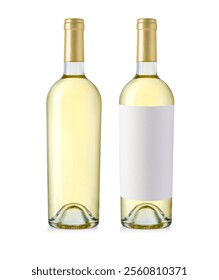 white wine bottle isolated on white background