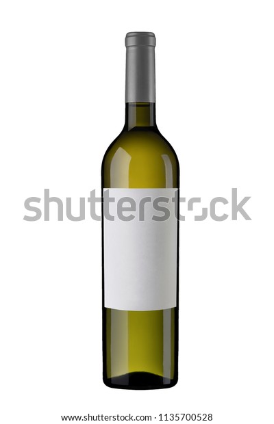 White Wine Bottle White Label Silver Stock Photo 1135700528 