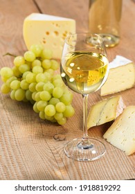 White Wine With Cheese And Grapes