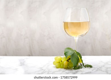 White wine concept on marble floor