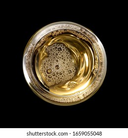 White Wine Glass With Bubbles, Top View