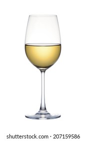 White wine in glass isolated over white background
