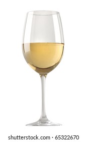 White Wine Glass Isolated Over White Background