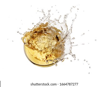 White Wine Glass Splash Isolated, Top View