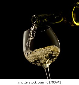 White Wine On A Black Background