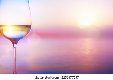 white wine on the summer sea background  - Powered by Shutterstock