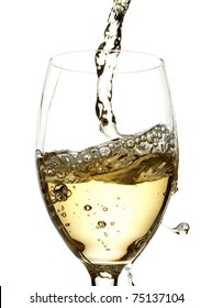 White Wine Pouring Into Glass