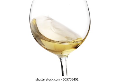 White Wine Splash With White Background, Close Up