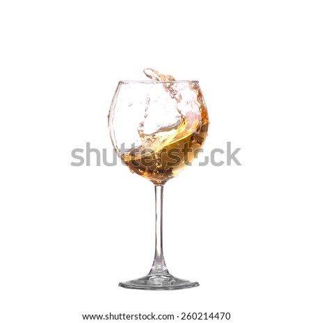 white wine splash before white background