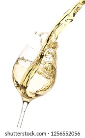 White Wine Splash Isolated On White