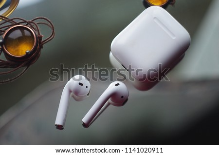 white Wireless headphones with microphone