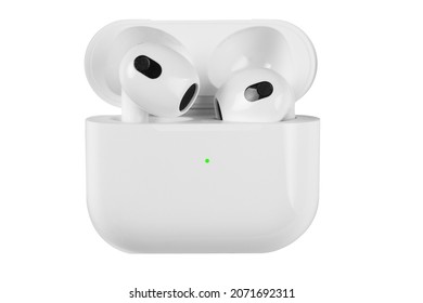 White wireless headphones with no background. Isolated
