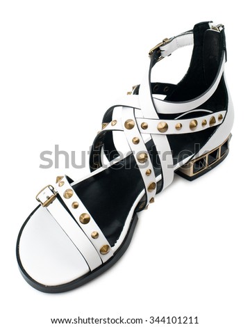 White women sandal isolated on white background.Top view.