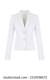 White Women's Blazer On Isolated Background, Female Jacket