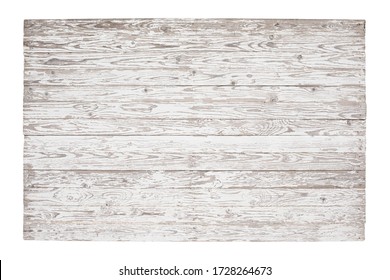 White wood signboard isolated on white background. Washed wood texture.