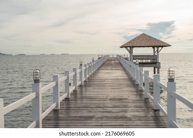 White Wooden Bridge And Sea