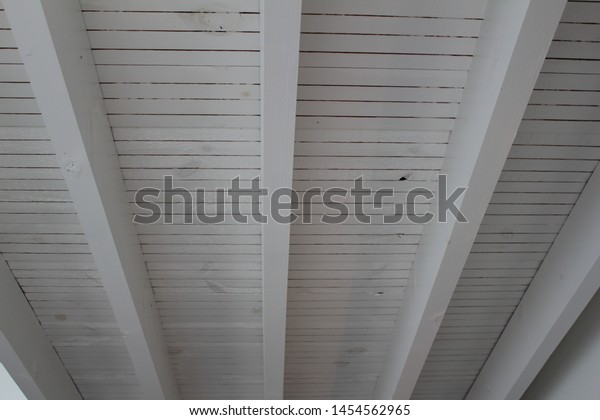 White Wooden Ceiling Architectural Appartment Stock Photo