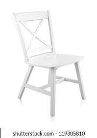 White Wooden Chair On White Background