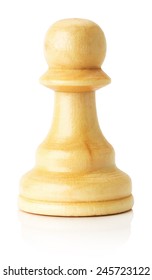 White Wooden Chess Pawn On The White Background