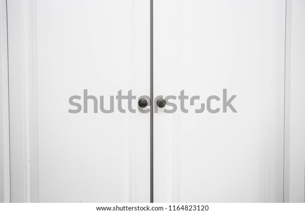 White Wooden Closet Doors Close Background Stock Photo Edit