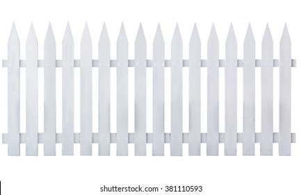 White wooden country style fence isolated on white background. Object with clipping path.