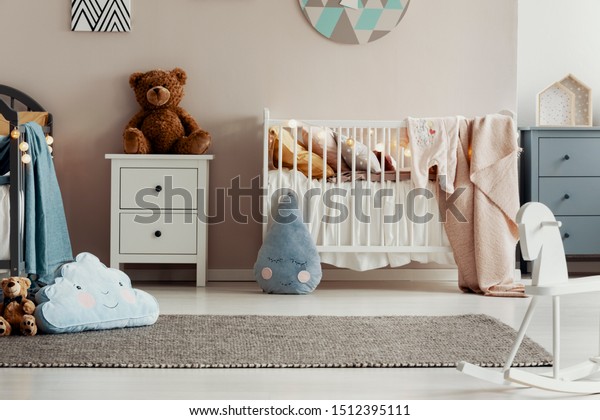 White Wooden Furniture Pastel Scandinavian Baby Stock Photo Edit