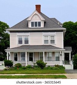 White Wooden House With Large Porch