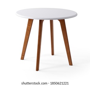 White wooden round dining table. Modern designer, dining table isolated on white background. Series of furniture.
 - Shutterstock ID 1850621221