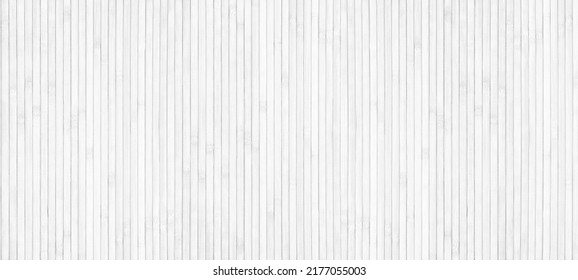 White wooden surface widescreen texture. Natural bamboo light backdrop. Whitewashed wood slat large background