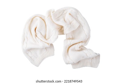 White Wool Scarf On A White Isolated Background.