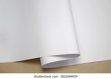 white wrapping paper, mock up, template on brown kraft paper