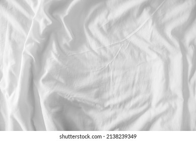 White Wrinkled Bedsheet Fabric Texture Rippled Stock Photo 2138239349 ...