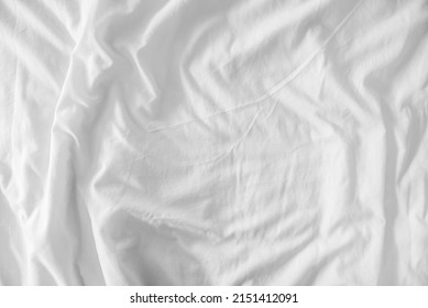 White Wrinkled Bedsheet Fabric Texture Rippled Stock Photo 2151412091 