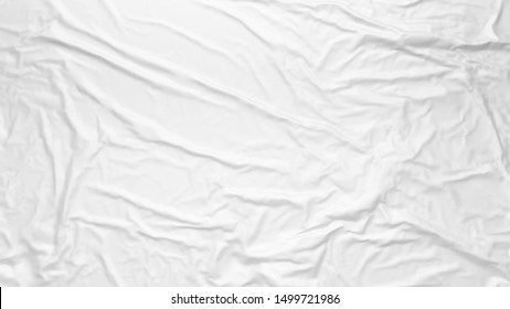 White wrinkled fabric texture. Paste poster template. Glued paper or fabric mockup. - Shutterstock ID 1499721986