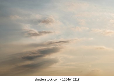 White Yellow Grey Cloud Sunset Sky Background, Oil Painting