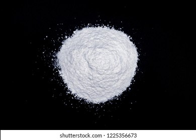 White Zinc Powder Isolated On Black (dark) Background.