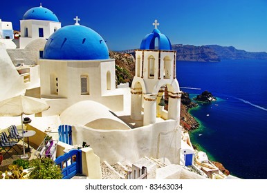 White-blue Santorini - View Of Caldera With Churches