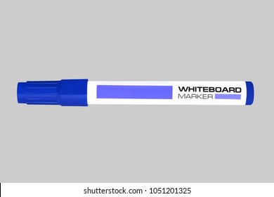 Whiteboard blue marker isolated on gray background