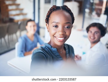 Whiteboard, Leader And Business People In A Meeting Presentation Writing Group Project Ideas. Diversity, Collaboration And Marketing Team Planning A Creative Development Strategy With A Black Woman