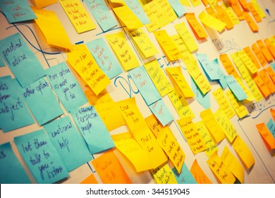 whiteboard post-it colored notes - Shutterstock ID 344519045